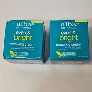 Alba Botanica Even & Bright Renewing Cream‎ 2 oz Hypo-Allergenic 100% Vegetarian